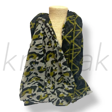 Sárga állat-geometria mintás sál