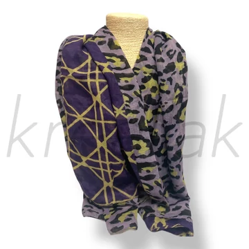 Lila ocelot-geometriai mintás sál