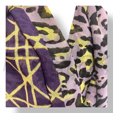 Lila ocelot-geometriai mintás sál