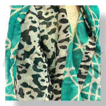 Zöld ocelot-geometriai mintás sál