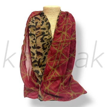 Bordó ocelot-geometriai mintás sál