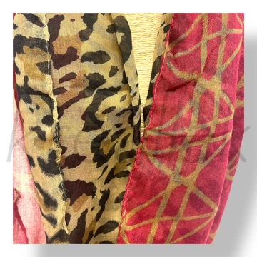 Bordó ocelot-geometriai mintás sál