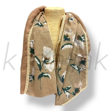 Bézs virágos kendő