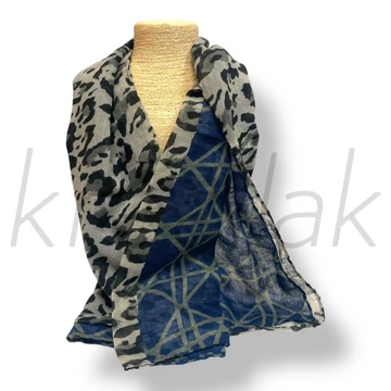 Kék ocelot-geometriai mintás sál