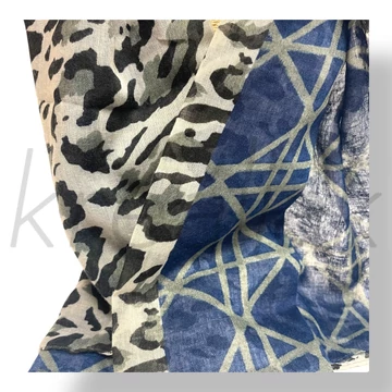 Kék ocelot-geometriai mintás sál