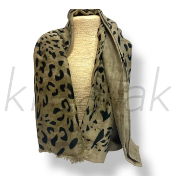 Bézs ocelot mintás sál