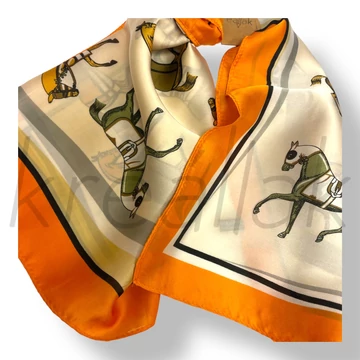 Narancs lovas selyem kendő