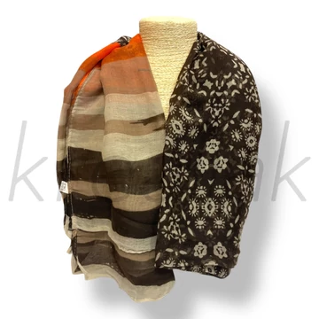 Narancs virág-csíkos sál