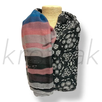 Szürke virág-csíkos sál