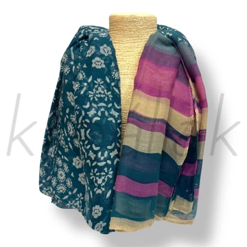 Pink - kék virág - csíkos 