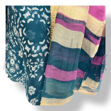 Pink - kék virág - csíkos 