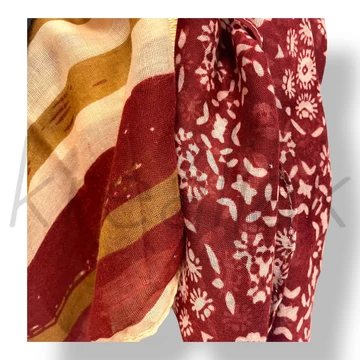 Bordó virágos-csíkos sál