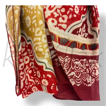 Kék-bordó virágos sál