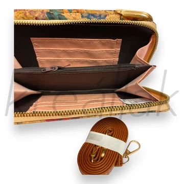 Pénztárca és telefontok - Parafa hatású virágos tárca