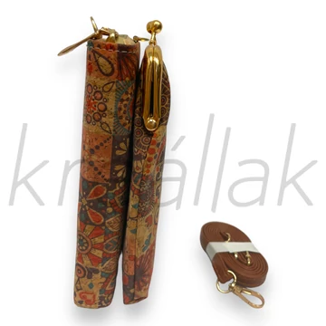 Pénztárca és telefontok - Parafa hatású mintás tárca