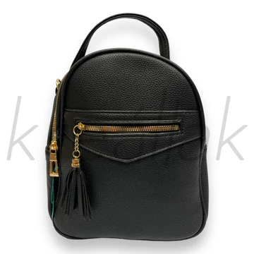 Hátitáska - Fekete kicsi hátitáska bojttal