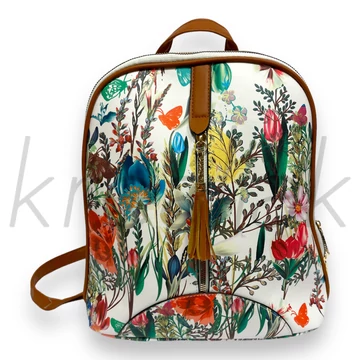 Virágmintás hátitáska barna szegéllyel