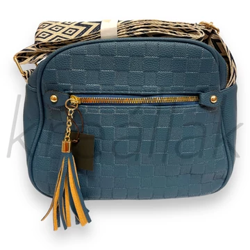 Válltáska - Farmerkék kocka mintás táska