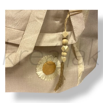 Krém virágos strandtáska