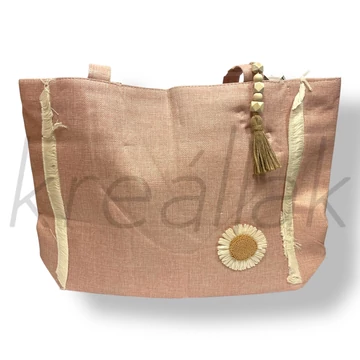 Rózsaszín virág strandtáska