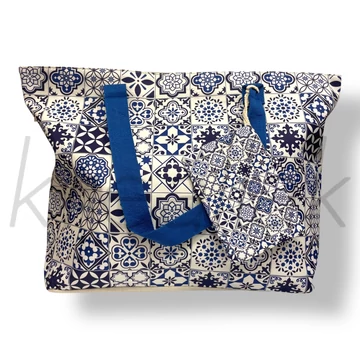 Királykék bohém mintás strandtáska