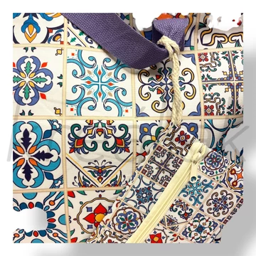 Lila bohém mintás strandtáska