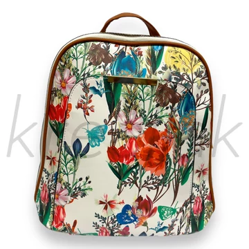 Lepkés,virágos fehér hátitáska