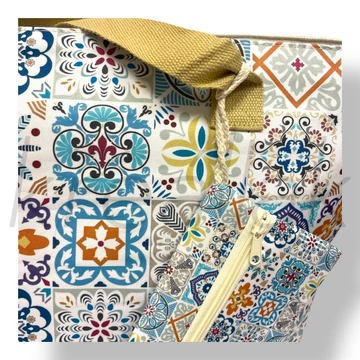 Sárga bohém mintás strandtáska