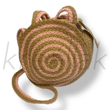 Rózsaszín kö szalma válltáska