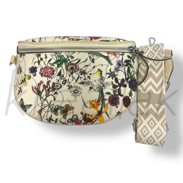 Fehér virágos válltáska 