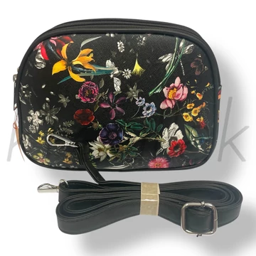 Fekete virágos elegáns táska