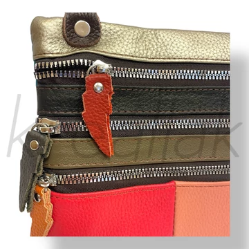 Piros színes bőr oldaltáska