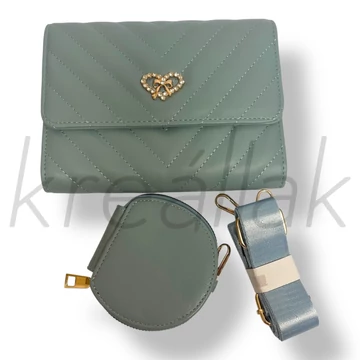 Világoskék masni köves táska 