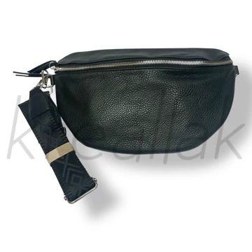 Fekete válltáska magába mintás pánttal