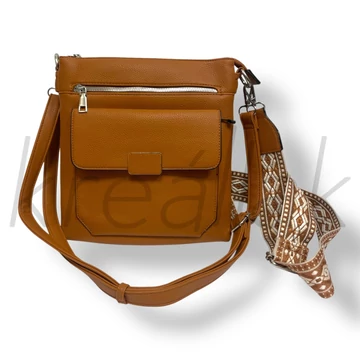 Barna dupla pántos válltáska