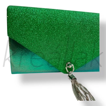 Zöld csillogós alkalmi táska