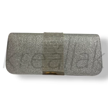 Ezüst csillám strasszos táska