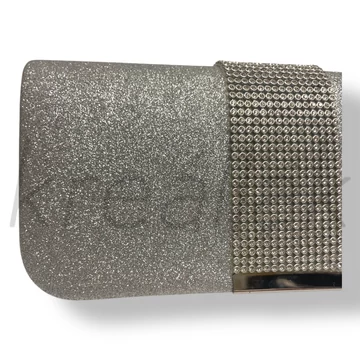 Ezüst csillám strasszos táska