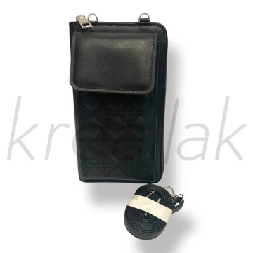 Fekete rombusz varrott táska