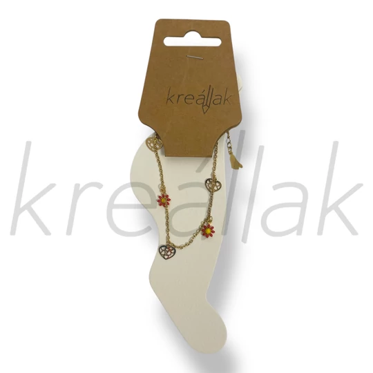 Arany színű piros margaréta bokalánc