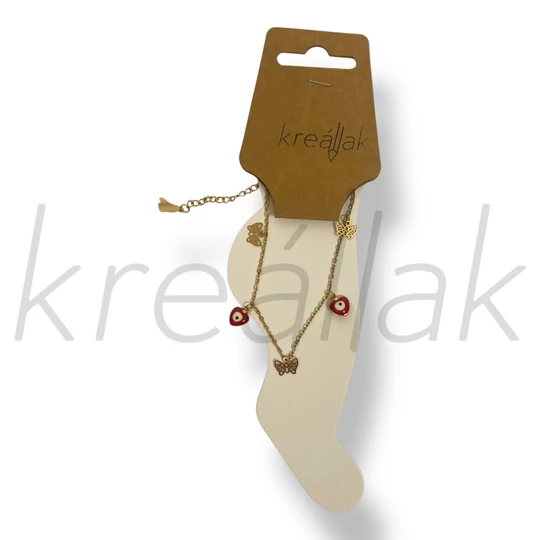 Arany színű piros szív bokalánc 