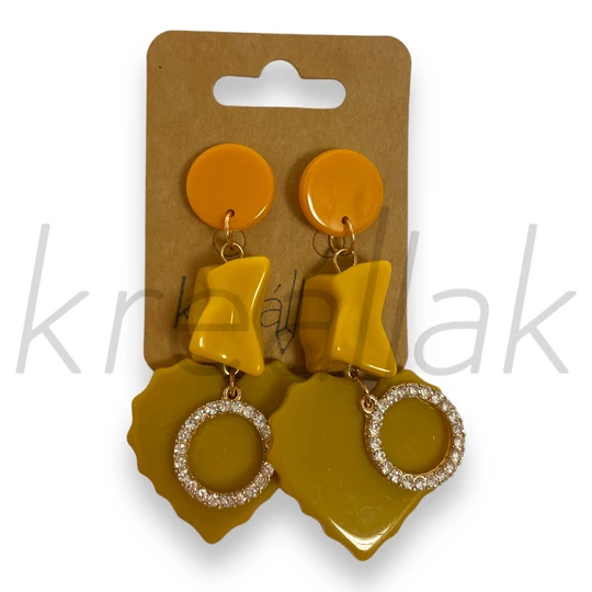 Fülbevaló - Sárga szives fülbevaló