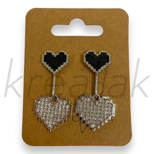 Fülbevaló - Szíves köves ezüstös fülbevaló