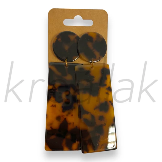 Fülbevaló - Kreatív ,plasztik lapos barna fülbevaló