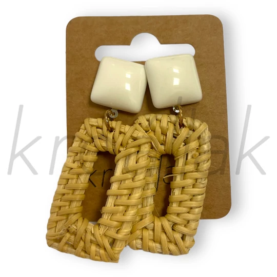 Fülbevaló - Bézs szalma fülbevaló