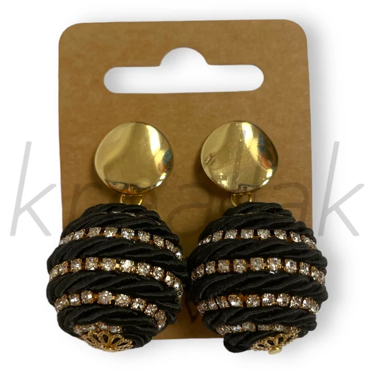 Fülbevaló - Zsinóros fekete gömb fülbevaló