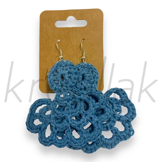 Fülbevaló - Kézi horgolt kék fülbevaló