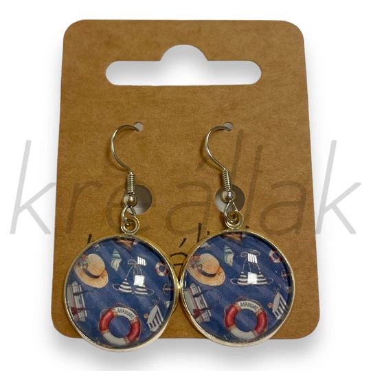 Fülbevaló - Üveglencsés tengeres fülbevaló