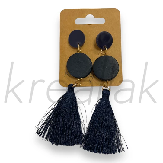 Fülbevaló - Kék fa fülbevaló bojttal