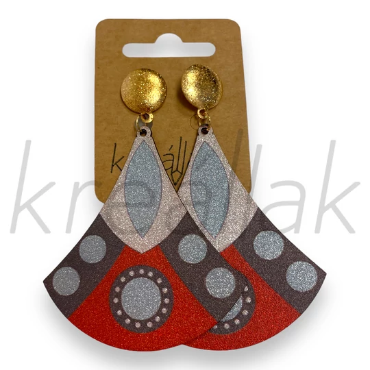 Fülbevaló - Fa nyomott mintás fülbevaló